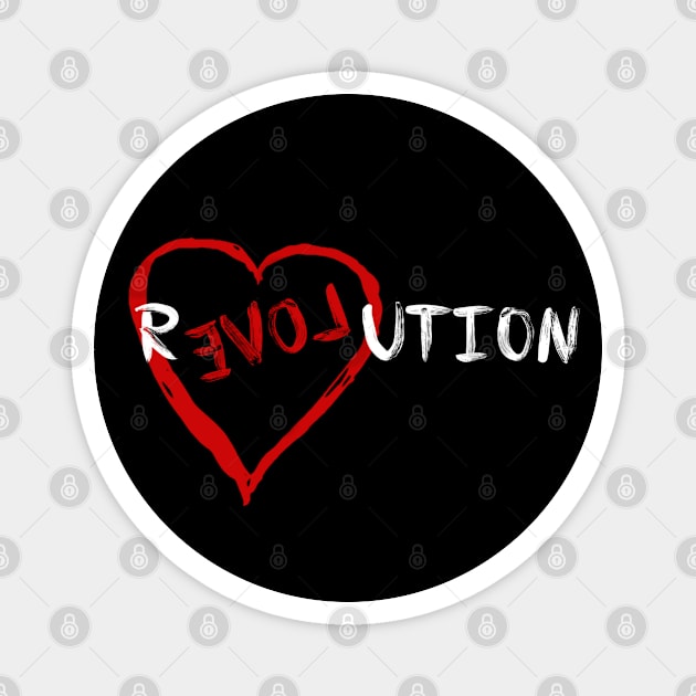 LOVE REVOLUTION red heart white script Magnet by by Joerdis Rosenpfeffer